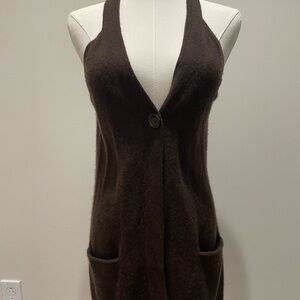 Women's Brown Sleeveless Cardigan